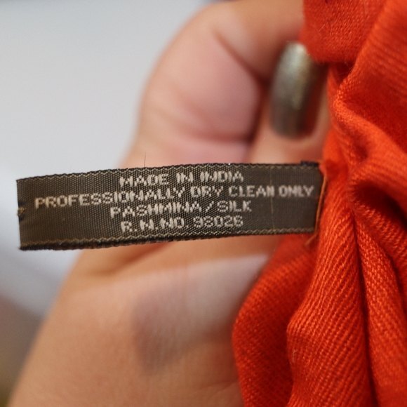 J. Raani Orange Pashmina Fringe Sarong Scarf Wrap Oversize Large Silk - Picture 10 of 12